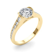 Vintage-Inspired Center Round Diamond Engagement Ring in 10K/14K gold and platinum with certified lab-grown or natural diamonds