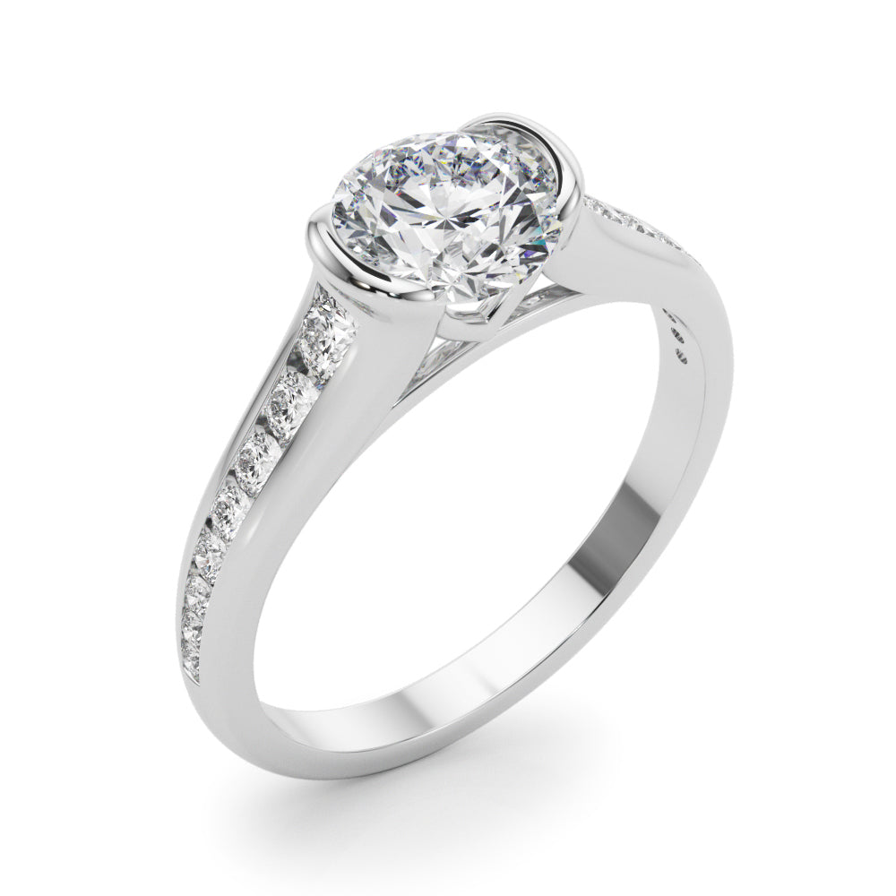 Vintage-Inspired Center Round Diamond Engagement Ring in 10K/14K gold and platinum with certified lab-grown or natural diamonds