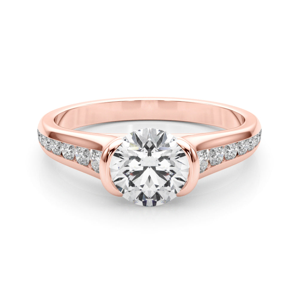 Vintage-Inspired Center Round Diamond Engagement Ring in 10K/14K gold and platinum with certified lab-grown or natural diamonds