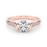 Vintage-Inspired Center Round Diamond Engagement Ring in 10K/14K gold and platinum with certified lab-grown or natural diamonds
