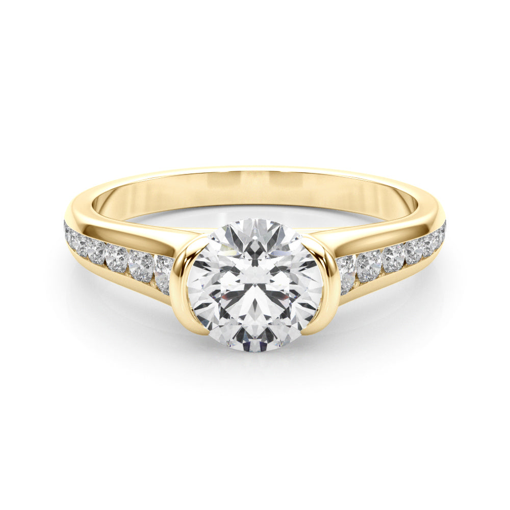 Vintage-Inspired Center Round Diamond Engagement Ring in 10K/14K gold and platinum with certified lab-grown or natural diamonds