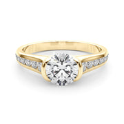 Vintage-Inspired Center Round Diamond Engagement Ring in 10K/14K gold and platinum with certified lab-grown or natural diamonds