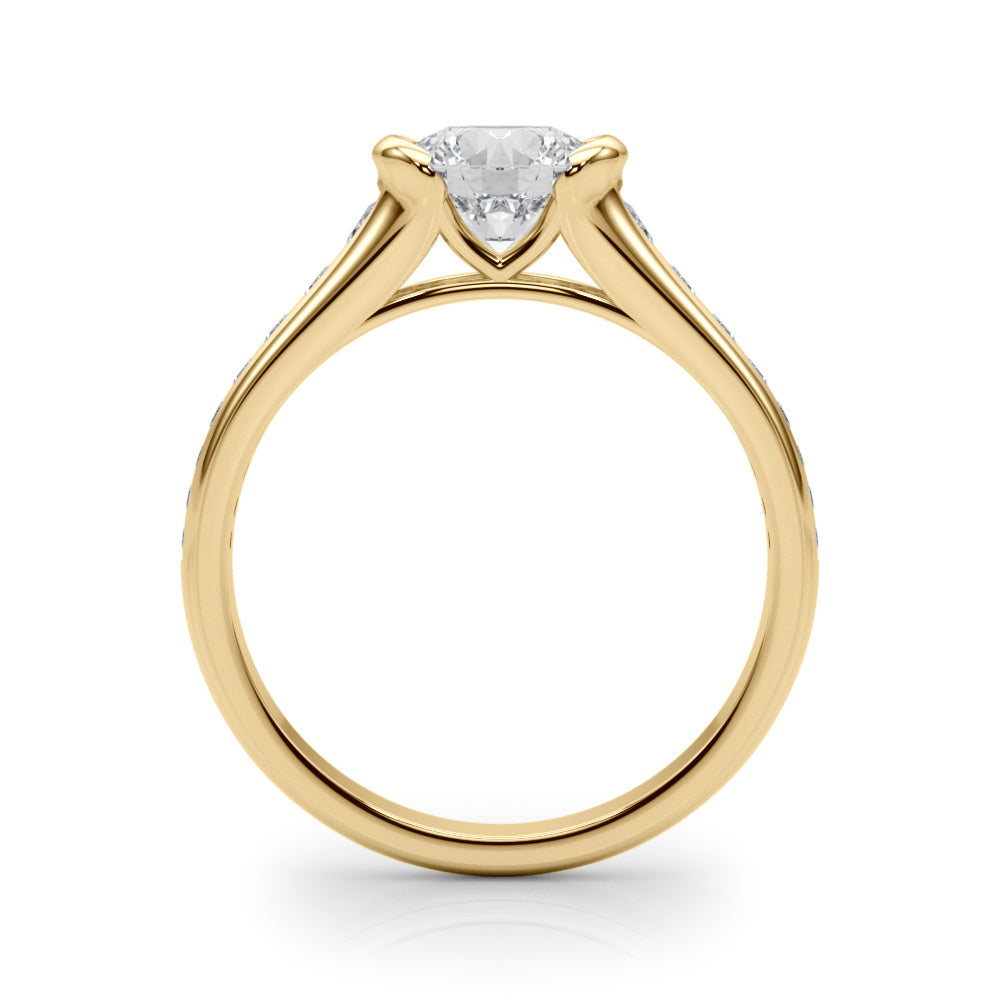 Vintage-Inspired Center Round Diamond Engagement Ring in 10K/14K gold and platinum with certified lab-grown or natural diamonds