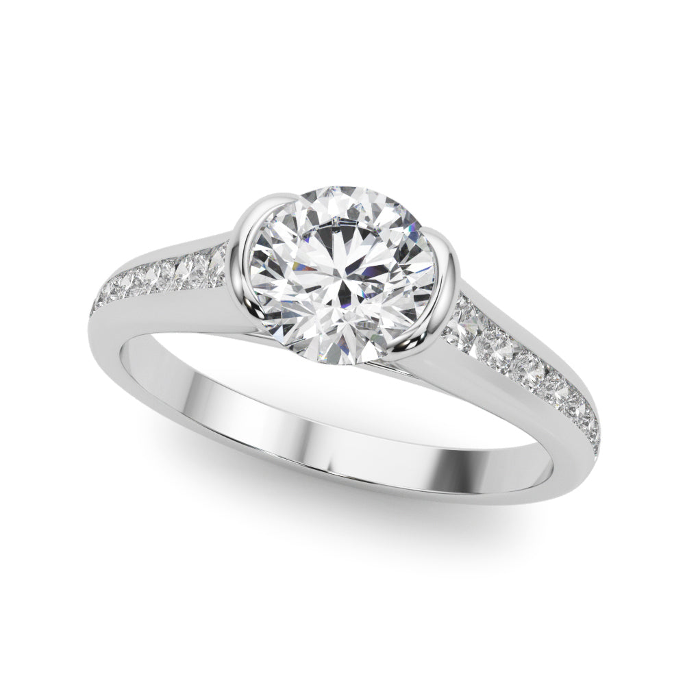 Vintage-Inspired Center Round Diamond Engagement Ring in 10K/14K gold and platinum with certified lab-grown or natural diamonds