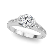 Vintage-Inspired Center Round Diamond Engagement Ring in 10K/14K gold and platinum with certified lab-grown or natural diamonds