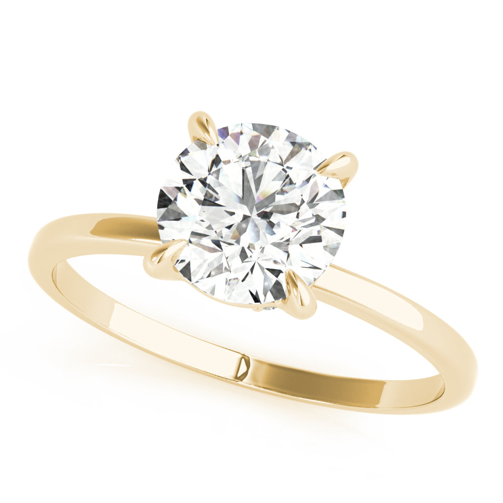 Sculpted Sidestone Round Diamond Engagement Ring in 10K/14K gold and platinum with certified lab-grown or natural diamonds