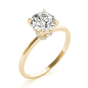 Sculpted Sidestone Round Diamond Engagement Ring in 10K/14K gold and platinum with certified lab-grown or natural diamonds