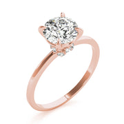 Sculpted Sidestone Round Diamond Engagement Ring in 10K/14K gold and platinum with certified lab-grown or natural diamonds