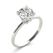 Sculpted Sidestone Round Diamond Engagement Ring in 10K/14K gold and platinum with certified lab-grown or natural diamonds
