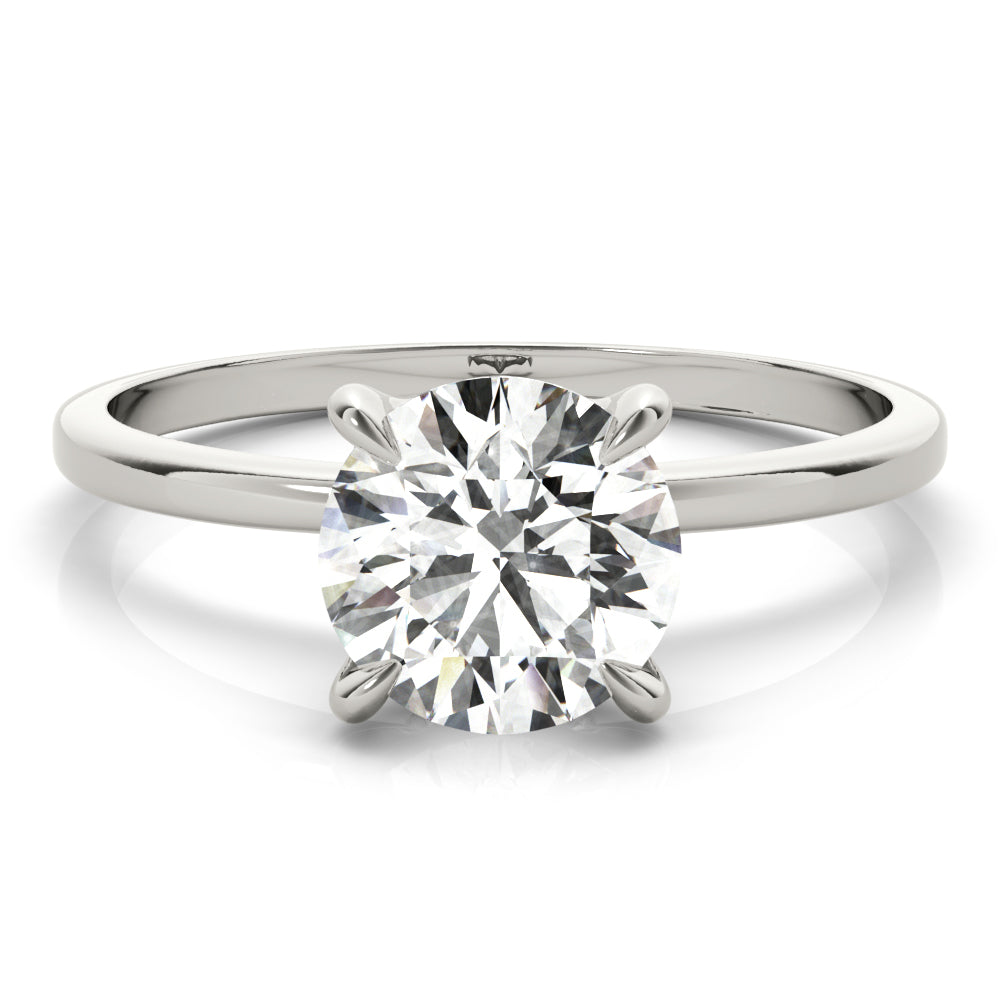 Sculpted Sidestone Round Diamond Engagement Ring in 10K/14K gold and platinum with certified lab-grown or natural diamonds