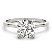 Sculpted Sidestone Round Diamond Engagement Ring in 10K/14K gold and platinum with certified lab-grown or natural diamonds