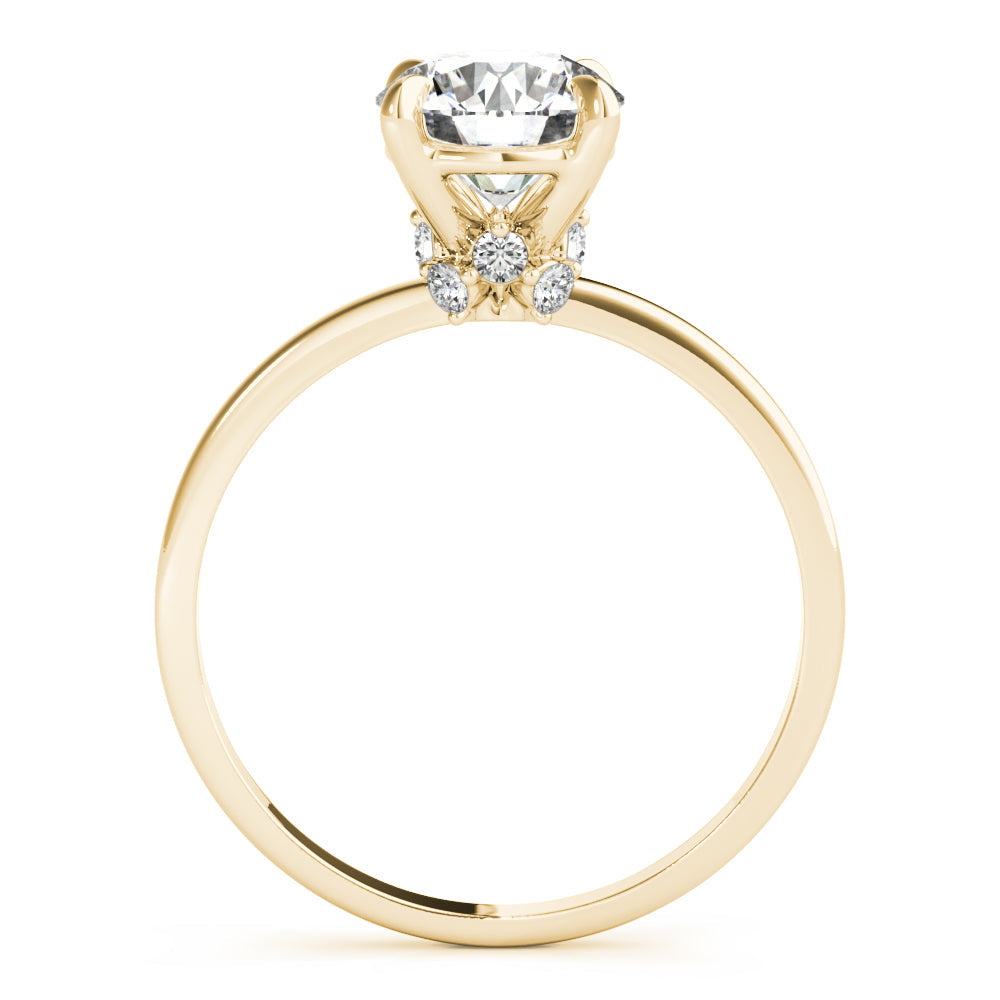 Sculpted Sidestone Round Diamond Engagement Ring in 10K/14K gold and platinum with certified lab-grown or natural diamonds