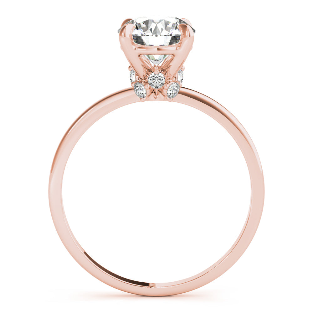 Sculpted Sidestone Round Diamond Engagement Ring in 10K/14K gold and platinum with certified lab-grown or natural diamonds