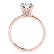 Sculpted Sidestone Round Diamond Engagement Ring in 10K/14K gold and platinum with certified lab-grown or natural diamonds