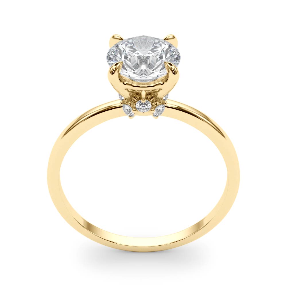 Sculpted Sidestone Round Diamond Engagement Ring in 10K/14K gold and platinum with certified lab-grown or natural diamonds