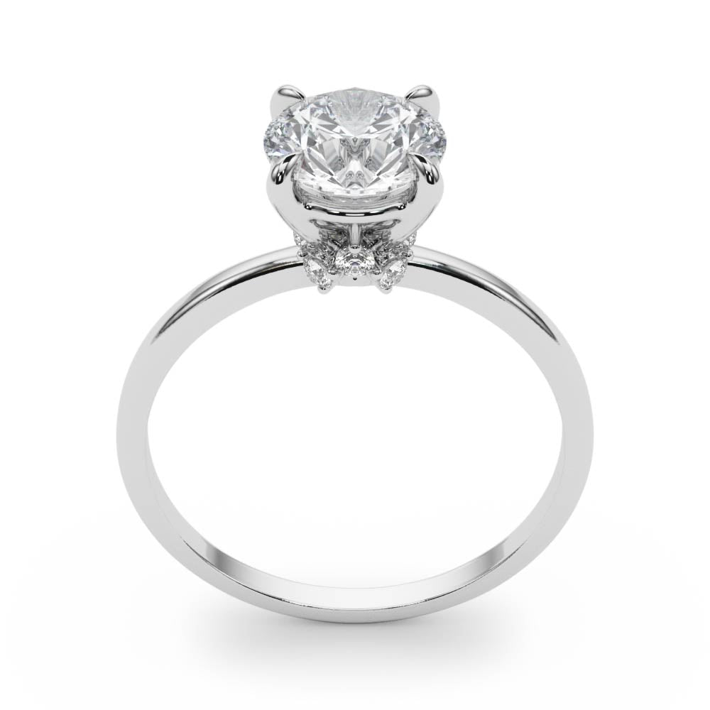 Sculpted Sidestone Round Diamond Engagement Ring in 10K/14K gold and platinum with certified lab-grown or natural diamonds