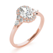 Couture Sidestone Oval Diamond Engagement Ring in 10K/14K gold and platinum with certified lab-grown or natural diamonds