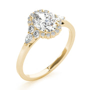 Couture Sidestone Oval Diamond Engagement Ring in 10K/14K gold and platinum with certified lab-grown or natural diamonds