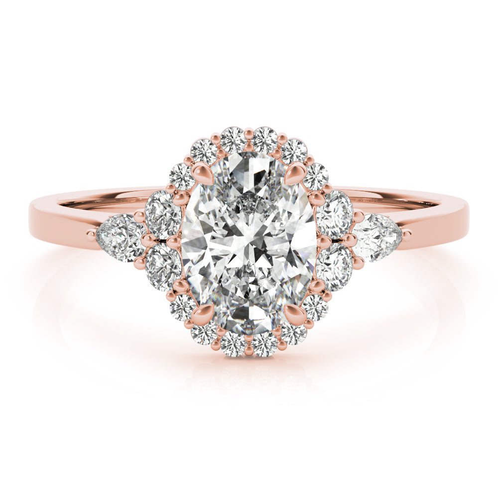 Couture Sidestone Oval Diamond Engagement Ring in 10K/14K gold and platinum with certified lab-grown or natural diamonds