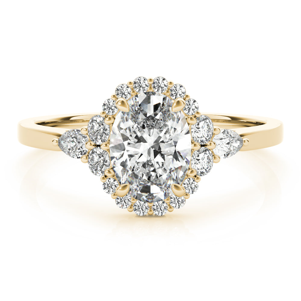 Couture Sidestone Oval Diamond Engagement Ring in 10K/14K gold and platinum with certified lab-grown or natural diamonds