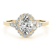 Couture Sidestone Oval Diamond Engagement Ring in 10K/14K gold and platinum with certified lab-grown or natural diamonds