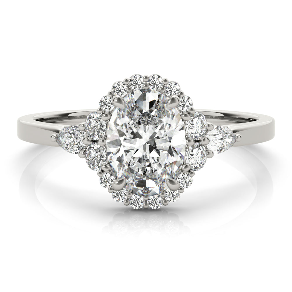 Couture Sidestone Oval Diamond Engagement Ring in 10K/14K gold and platinum with certified lab-grown or natural diamonds