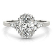 Couture Sidestone Oval Diamond Engagement Ring in 10K/14K gold and platinum with certified lab-grown or natural diamonds