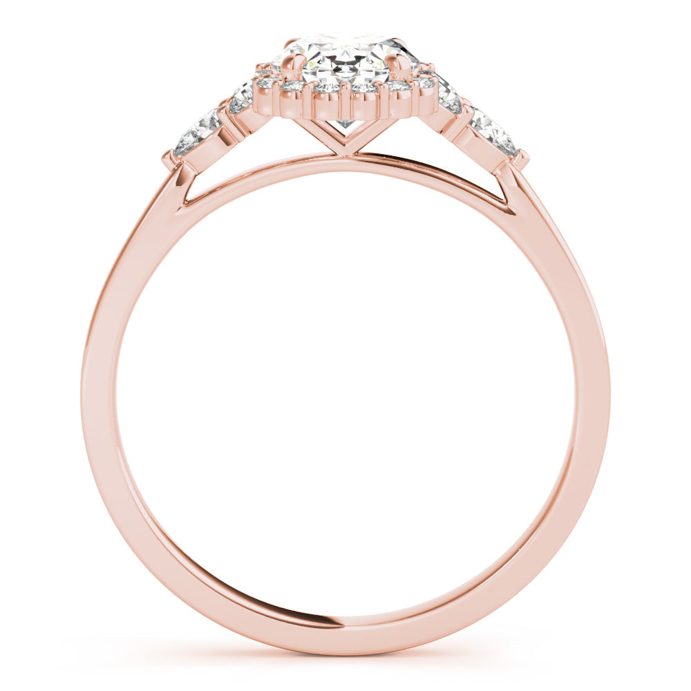 Couture Sidestone Oval Diamond Engagement Ring in 10K/14K gold and platinum with certified lab-grown or natural diamonds
