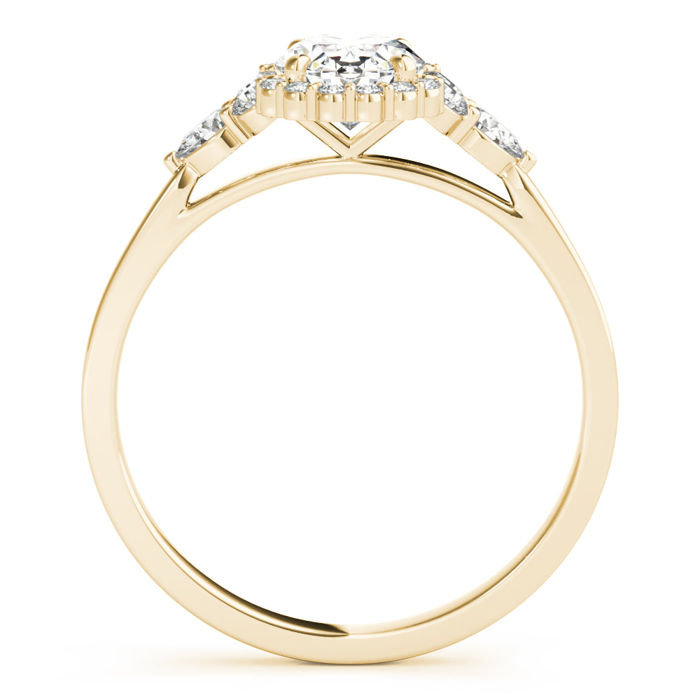 Couture Sidestone Oval Diamond Engagement Ring in 10K/14K gold and platinum with certified lab-grown or natural diamonds