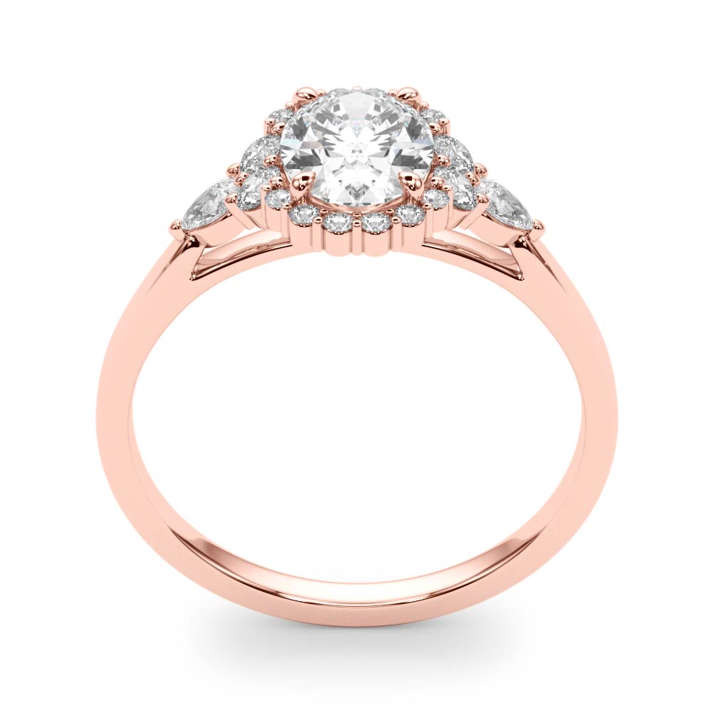 Couture Sidestone Oval Diamond Engagement Ring in 10K/14K gold and platinum with certified lab-grown or natural diamonds