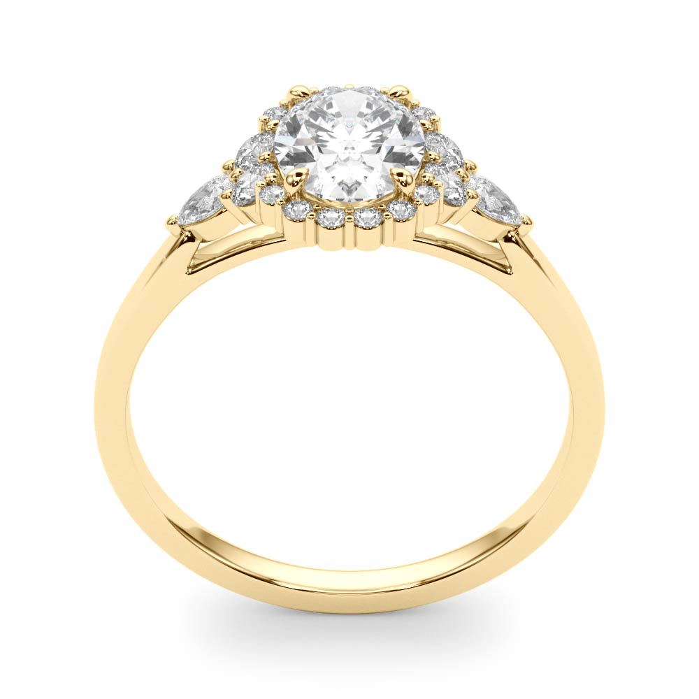 Couture Sidestone Oval Diamond Engagement Ring in 10K/14K gold and platinum with certified lab-grown or natural diamonds