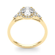 Couture Sidestone Oval Diamond Engagement Ring in 10K/14K gold and platinum with certified lab-grown or natural diamonds