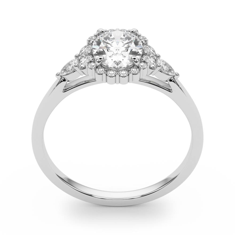 Couture Sidestone Oval Diamond Engagement Ring in 10K/14K gold and platinum with certified lab-grown or natural diamonds