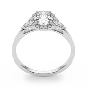 Couture Sidestone Oval Diamond Engagement Ring in 10K/14K gold and platinum with certified lab-grown or natural diamonds