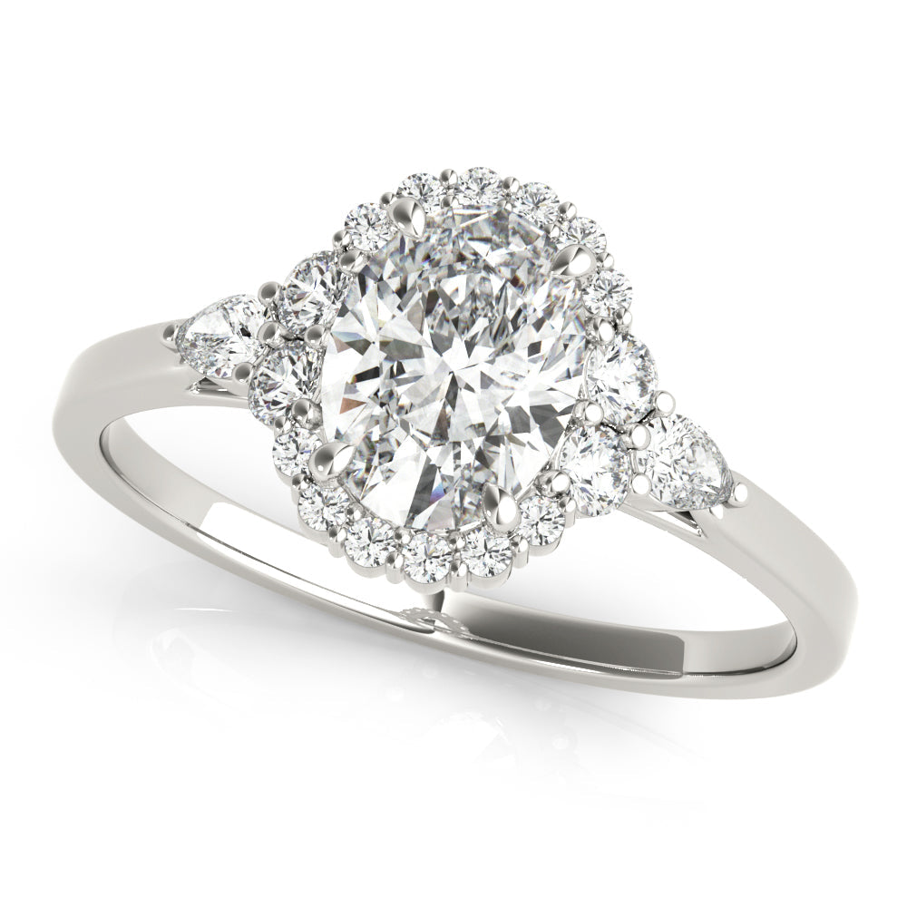 Couture Sidestone Oval Diamond Engagement Ring in 10K/14K gold and platinum with certified lab-grown or natural diamonds