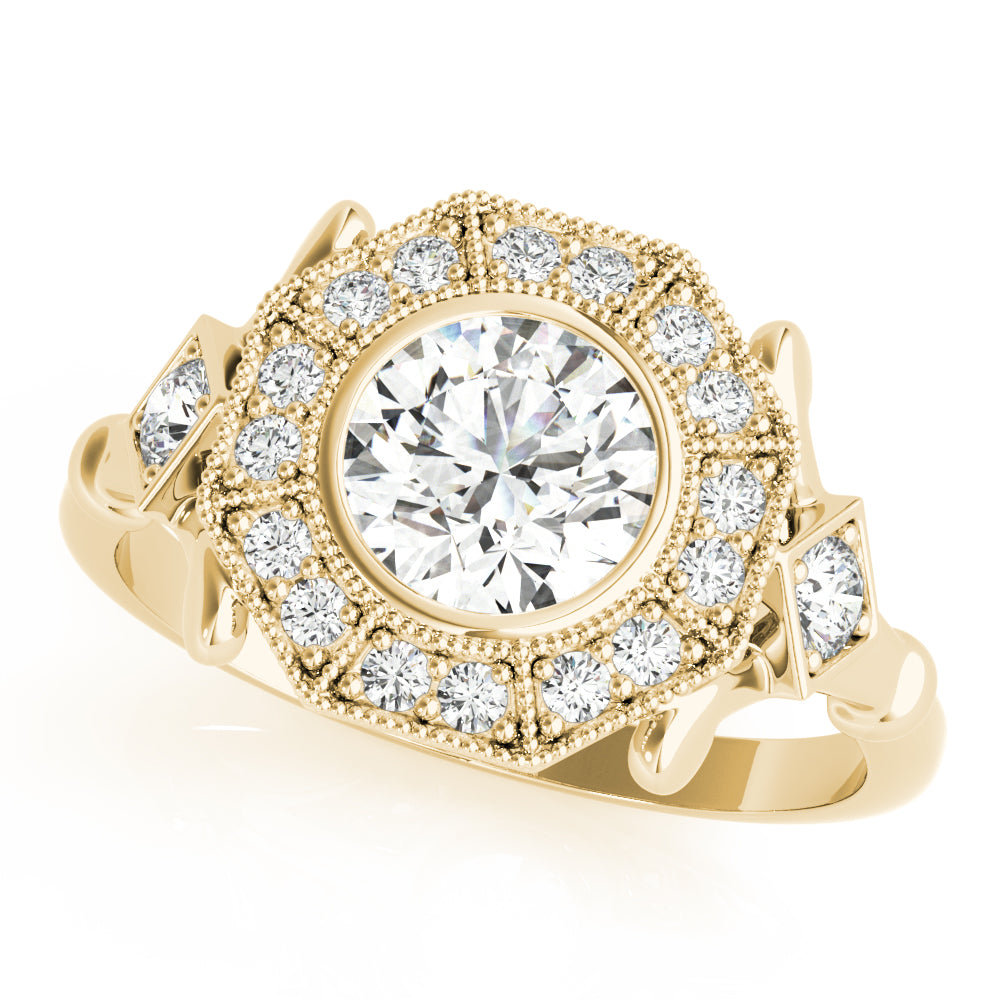 Splendid Sidestone Round Diamond Engagement Ring in 10K/14K gold and platinum with certified lab-grown or natural diamonds