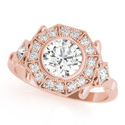 Splendid Sidestone Round Diamond Engagement Ring in 10K/14K gold and platinum with certified lab-grown or natural diamonds