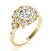 Splendid Sidestone Round Diamond Engagement Ring in 10K/14K gold and platinum with certified lab-grown or natural diamonds