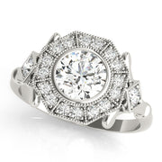 Splendid Sidestone Round Diamond Engagement Ring in 10K/14K gold and platinum with certified lab-grown or natural diamonds