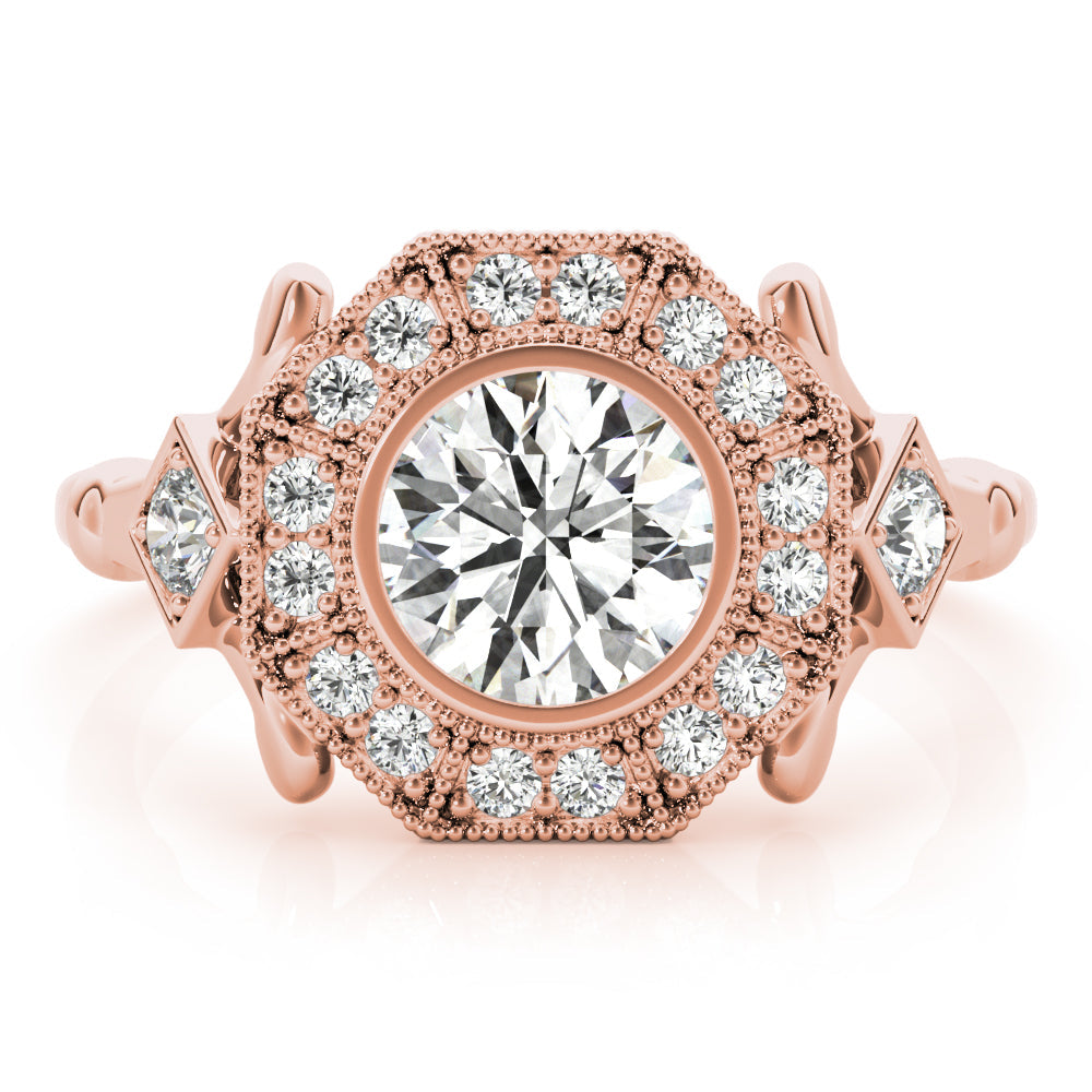 Splendid Sidestone Round Diamond Engagement Ring in 10K/14K gold and platinum with certified lab-grown or natural diamonds