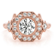 Splendid Sidestone Round Diamond Engagement Ring in 10K/14K gold and platinum with certified lab-grown or natural diamonds