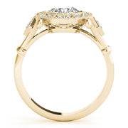 Splendid Sidestone Round Diamond Engagement Ring in 10K/14K gold and platinum with certified lab-grown or natural diamonds