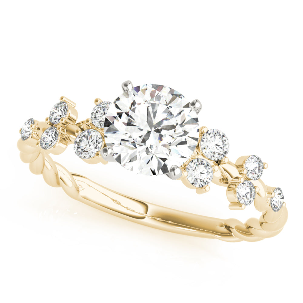 Resplendent Sidestone Round Diamond Engagement Ring in 10K/14K gold and platinum with certified lab-grown or natural diamonds
