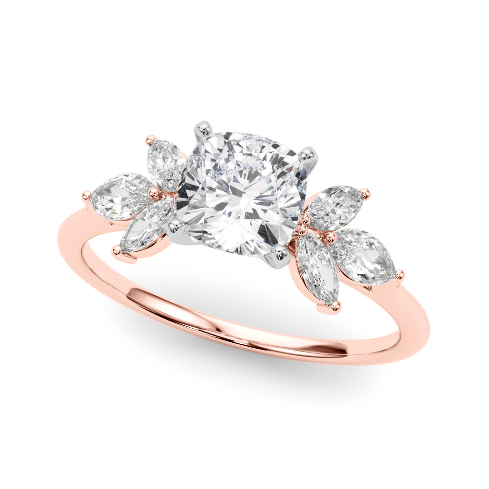 Bespoke Sides Marquise Diamond Engagement Ring in 10K/14K gold and platinum with certified lab-grown or natural diamonds