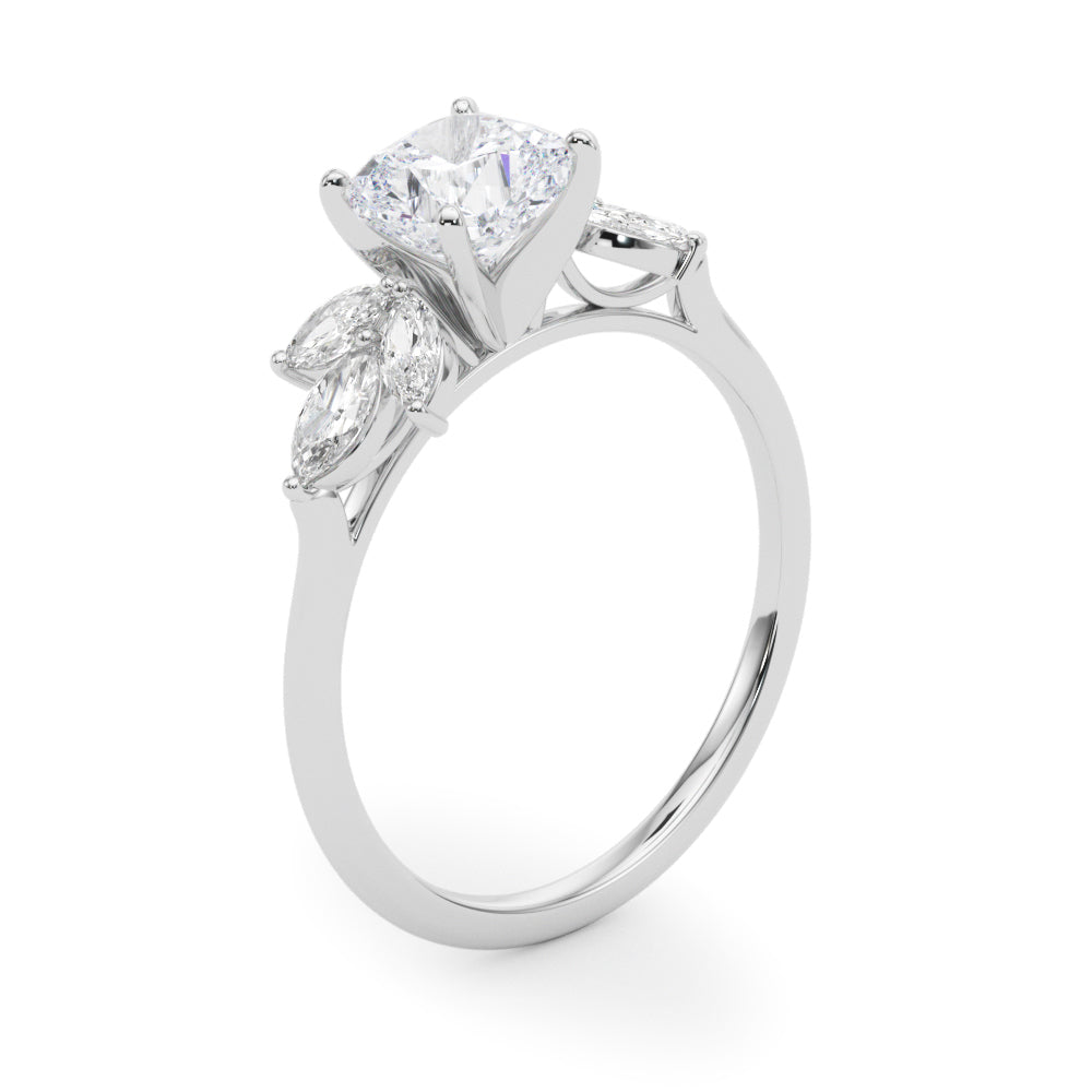 Bespoke Sides Marquise Diamond Engagement Ring in 10K/14K gold and platinum with certified lab-grown or natural diamonds