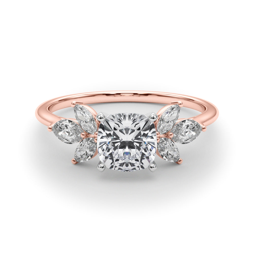 Bespoke Sides Marquise Diamond Engagement Ring in 10K/14K gold and platinum with certified lab-grown or natural diamonds