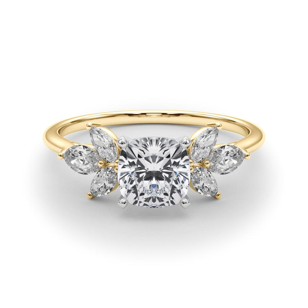 Bespoke Sides Marquise Diamond Engagement Ring in 10K/14K gold and platinum with certified lab-grown or natural diamonds