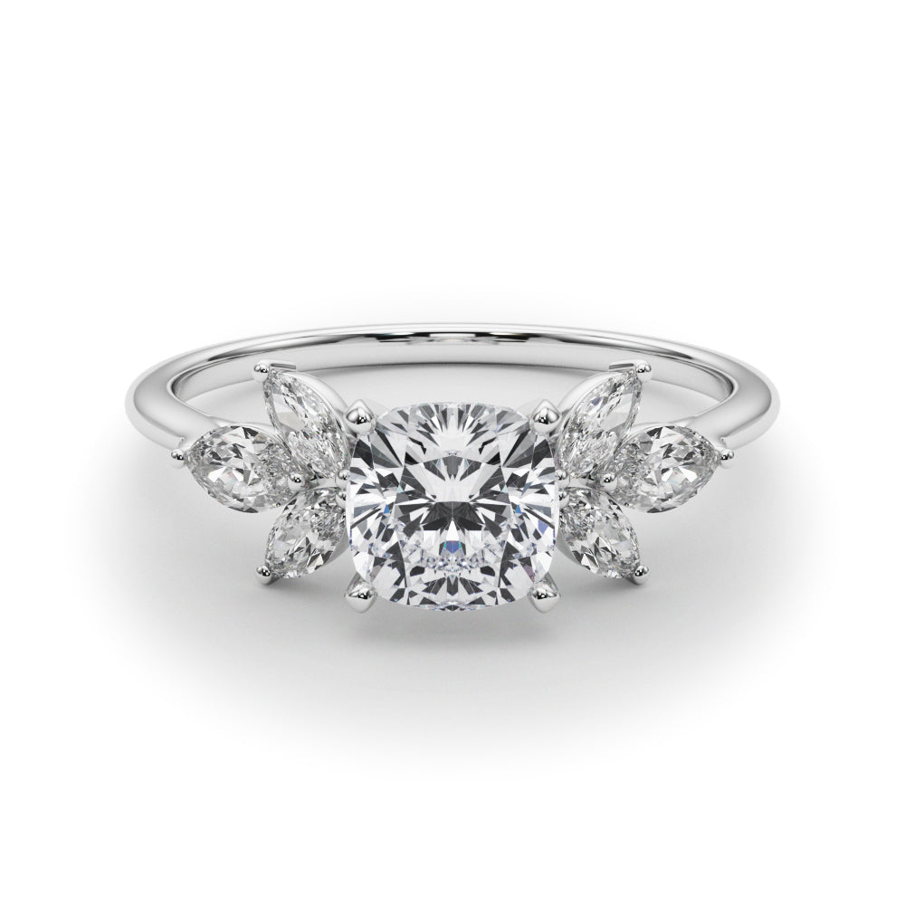 Bespoke Sides Marquise Diamond Engagement Ring in 10K/14K gold and platinum with certified lab-grown or natural diamonds