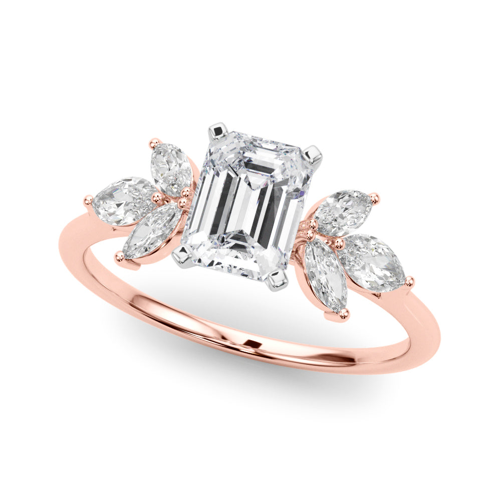 Bespoke Sides Marquise Diamond Engagement Ring in 10K/14K gold and platinum with certified lab-grown or natural diamonds