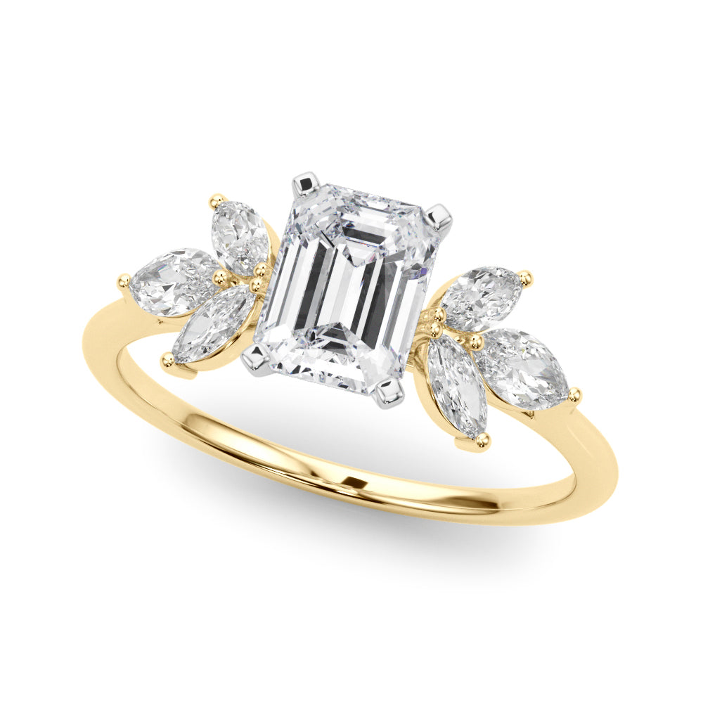 Bespoke Sides Marquise Diamond Engagement Ring in 10K/14K gold and platinum with certified lab-grown or natural diamonds